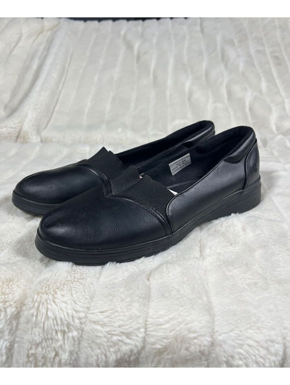 Grasshoppers Black Faux Leather 10WW Slip On Loafer Work Office Fall Shoes